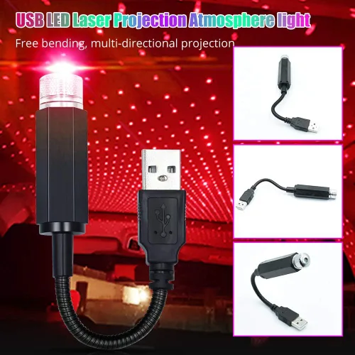 Vista 6 de HONLEEX - Proyector USB de luz nocturna para techo, LED, compacto, rojo, paquete de 1