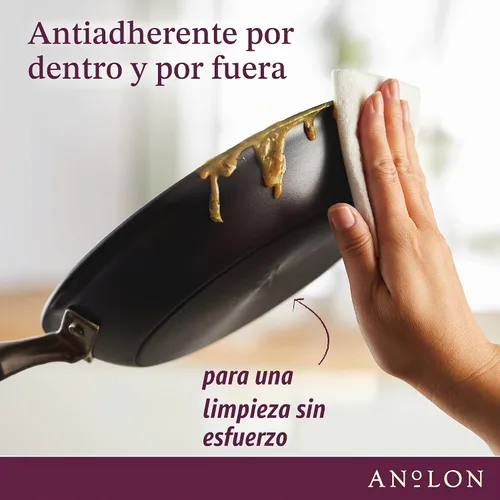 Vista 2 de Anolon Advanced - Parrilla dividida antiadherente anodizada dura, sartén para plancha, 12.5 pulgadas, color gris
