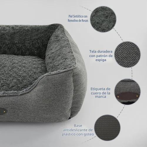 Vista 2 de Cama extra pequeña para perros y gatos, felpa de lujo, cómoda y duradera, lavable, rectangular, parte inferior antideslizante, tamaño 19 x 16 Gris