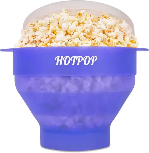 Vista 20 de El Hotpop Original - Palomitero para microondas, Popcorn, contenedor de silicona para hacer palomitas de maíz, cuenco plegable sin BPA y apto