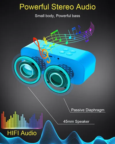 Vista 5 de AFK Reloj despertador digital con altavoz Bluetooth, reloj de escritorio para dormitorios, reloj de mesa pequeño con alarma dual, repetición, Azul