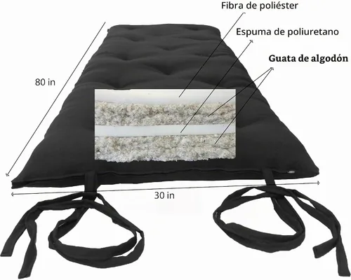 Vista 2 de Colchones japoneses tradicionales para piso de D&D Futon Furniture, plegables, negros