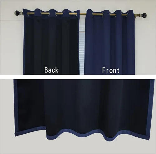 Vista 28 de Cortinas opacas para dormitorio con línea negra, 100 % opacas, con aislamiento térmico, cortinas largas para sala de estar, tratamiento de ventanas