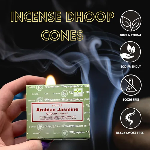 Vista 5 de Satya Sai Baba Nag Champa - Conos de incienso para meditación, yoga y alivio del estrés, paquete de 12, 144 conos con fragancia natural