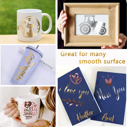 Vista 6 de Prime Vinyl Vinilo permanente, vinilo dorado cepillado compatible con máquina de corte, rollo adhesivo metálico de 12 pulgadas x 10 pies para tazas