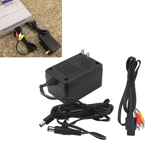 Vista 2 de NGHTMRE Cable adaptador de CA y cable AV para sistemas Nintendo SNES