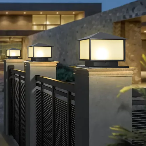 Vista 5 de Luces de columna al aire libre, 15.74 pulgadas de poste al aire libre con cable E26 lámpara de pilar Exterior Patio Pillar Lights with Aluminum