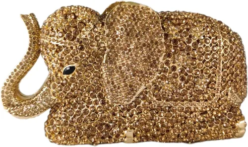 Vista 13 de Boutique De FGG Elefante de noche embragues bolsos de mano de metal cristal embrague Minaudiere boda carteras y bolsos nupciales