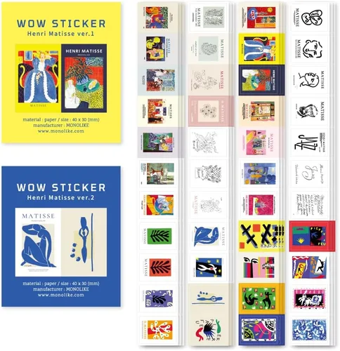 Vista 8 de Monolike Wow Sticker Ancien Fleur + Set de Póster Vintage - Mini Tamaño Lindas Calcomanías, Calcomanías Cuadradas