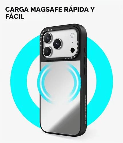 Vista 6 de CASETiFY Funda de espejo para iPhone Air [Reflejante/Compatible con Magsafe / Protección contra caídas de 4.9 pies de grado militar 1X] - Negro