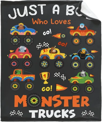 Vista 3 de Manta de bebé con texto en inglés «Just A Boy Who Loves Trucks» para niños y niñas, manta súper suave para envolver al recién nacido, acogedora