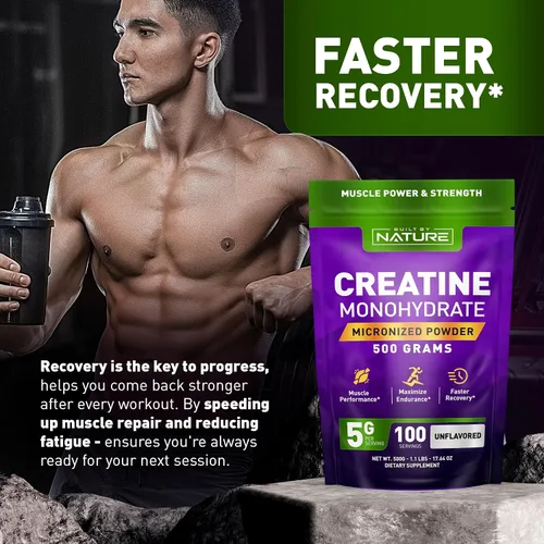 Vista 7 de Monohidrato de creatina en polvo, sin sabor, para hombres y mujeres, 17.64 oz micronizado, monohidrato puro, fuerza muscular y rendimiento
