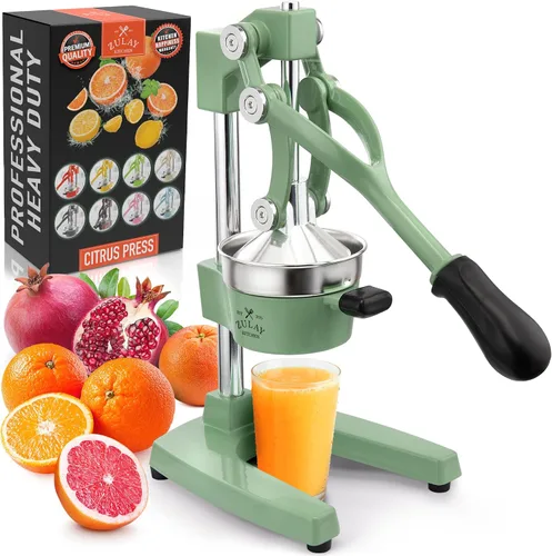 Vista 23 de Zulay Kitchen Exprimidor de hierro fundido, exprimidor de naranja resistente con coladores desmontables para una fácil limpieza, prensa de cítricos
