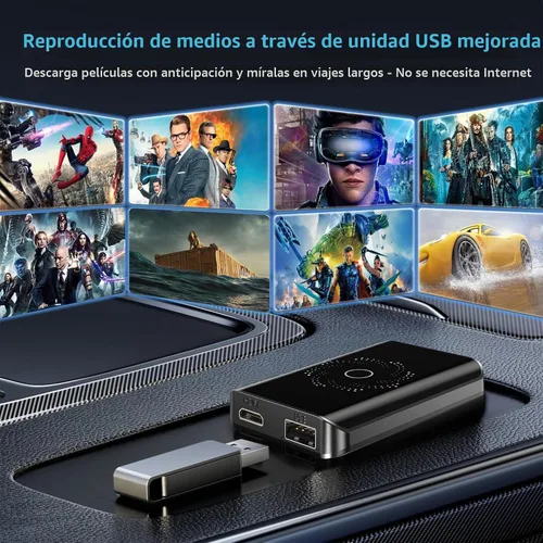 Vista 8 de AI Box - Adaptador inalámbrico CarPlay y automático, Plug & Play, WiFi de doble banda, Bluetooth 5.4, soporte de video 4K, sistema Android 13.0
