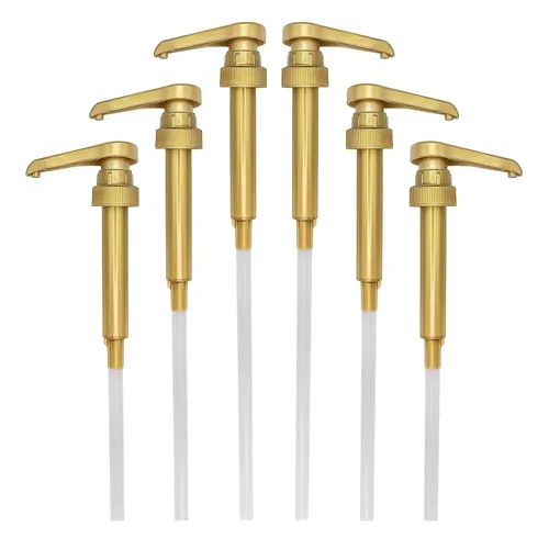 Vista 10 de HANDIT - Bombas dosimadoras de oro para jarabe de café Se adapta a botellas de plástico de 750ml/25.4oz Torani, Skinny, Davinci y Monin de 33.8oz