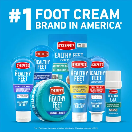 Vista 7 de O'Keeffe's Crema renovadora intensa para pies saludables con urea y ácido alfa hidroxi, tubo de 3 onzas, exfolia químicamente y suaviza los pies
