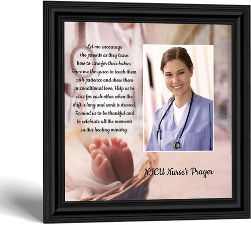 Vista 9 de NICU Nurse Gift, Nurse’s Prayer Thank You Gift, Photo Frame Wall Art Barnwood