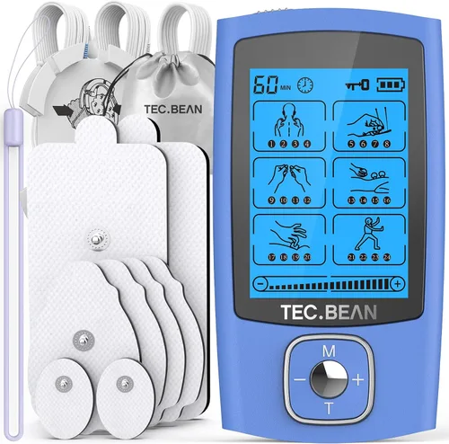 Vista 10 de Estimulador muscular de unidad TENS de 24 modos, máquina TENS recargable con 8 almohadillas de electrodo (gel americano), masajeador eléctrico