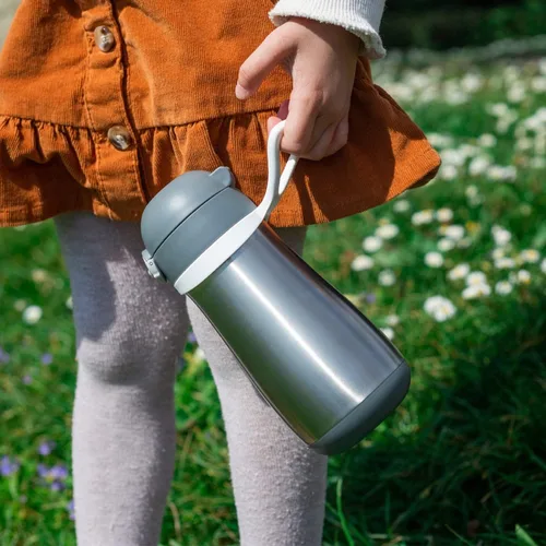 Vista 4 de BEABA - Botella de agua para niños con aislamiento de acero inoxidable, termo con boquilla a prueba de derrames y parte superior cerrada, perfecta