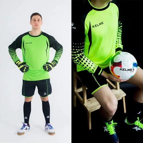 Vista 2 de KELME Camiseta y pantalones cortos acolchados de portero para hombre, camisas y pantalones de portero de fútbol juvenil, kit de uniforme de portero
