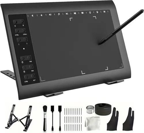 Vista 10 de Tableta de dibujo gráfico, tableta de escritura digital de 10 x 6 pulgadas con 8192 niveles de lápiz óptico para PC/Mac/Android 5.0 y superior