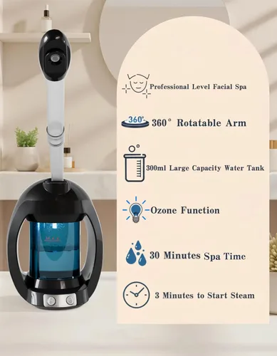 Vista 3 de Vaporizador Facial - Vaporizador Facial Iónico Nano para Limpieza Profunda Facial, Vaporizador para Esteticista, Vaporizador Facial Profesional