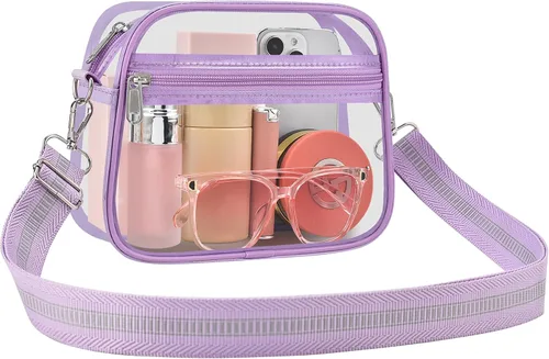 Vista 24 de Bolsa transparente para eventos de estadio, bolsa transparente para mujer, bolsa cruzada, correa de hombro ajustable para conciertos, deportes
