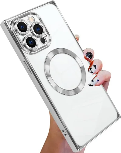 Vista 11 de KANGHAR Funda diseñada para iPhone 12 Pro Magnética Transparente con Protector de Lente de Cámara [Compatible con MagSafe] Diseño de Placado