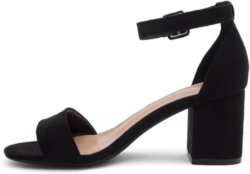 Vista 4 de Shoe Land SL-Romina - Sandalias de tacón bajo grueso para mujer, puntera abierta, correa al tobillo, tacón de bloque, para graduación, boda, fiesta