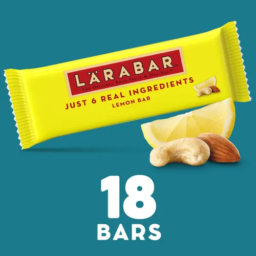 Vista 3 de Larabar - Barra de limón, barra vegana de frutas y nueces sin gluten, barras de 1.6 onzas, 18 unidades 6 ingredientes reales, dátiles, almendras