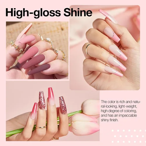 Vista 3 de AZUREBEAUTY Kit de Iniciación de Polvo de Inmersión para Uñas de 31 Piezas, 20 Colores Transparente Nude Rosa Marrón Brillantina Todas las Auburn