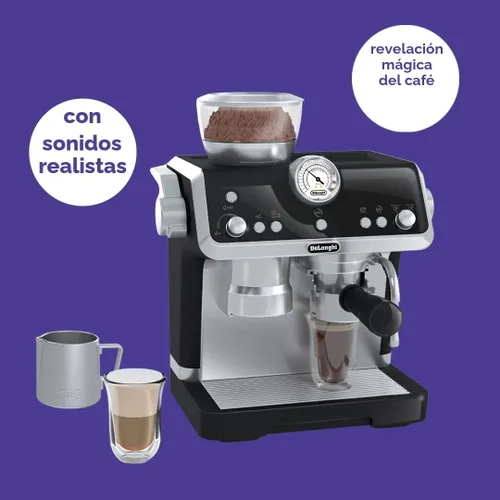 Vista 3 de Casdon De'Longhi Toys Barista Cafetera. Juego de cocina de juguete para niños con partes móviles, sonidos realistas y revelación de café mágico.