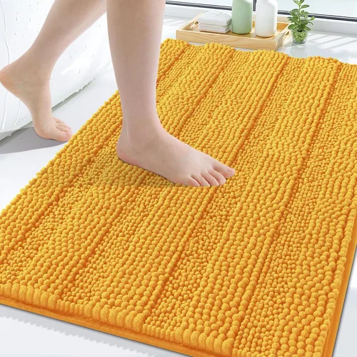 Vista 149 de Grandaily Alfombras de baño de felpilla a rayas de 24 x 16 pulgadas, extra gruesas y suaves, absorbentes, parte trasera de goma, alfombra de ducha