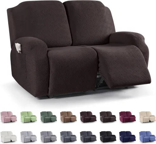Vista 59 de KinCam Fundas para Reclinables, Fundas Elásticas para Sillas Reclinables, Fundas para Sofá Reclinable con Rayas Jacquard, Fundas Protectoras de Negro