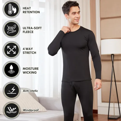 Vista 3 de CL convallaria Long Johns Thermal Underwear for Men Soft Fleece Lined Base Layer Cold Weather Bottom Top Set XS-4XL