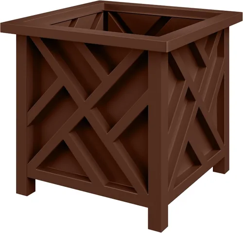 Vista 11 de Pure Garden Maceta con diseño de celosía, 15.5 pulgadas de profundidad x 15.5 pulgadas de ancho x 16.5 pulgadas de alto, maceta cuadrada decorativa