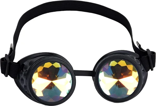 Vista 146 de Gafas de caleidoscopio retro con pinchos, gafas de cristal arcoíris steampunk estilo soldadura, gafas de cosplay punk