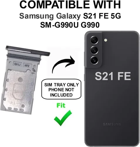 Vista 2 de Bandeja de tarjeta SIM de repuesto para Samsung Galaxy S21 FE (edición ventilador) 5G SM-G990U G990 (negro)