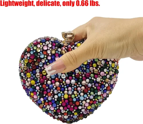 Vista 4 de Lindo corazón forma embrague monedero mini amor corazón Rhinestone boda bolso partido mujeres bolso