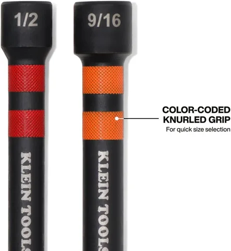 Vista 6 de Klein Tools 32940 SAE Juego de Llaves de Tuercas de Impacto Huecas Magnéticas, 6 Piezas Codificadas por Color Llave de Tuercas Hueca de Potencia