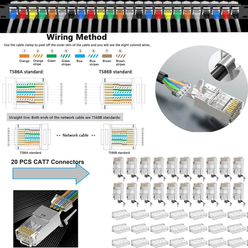 Vista 6 de TAIWAIN - Juego de herramientas de crimpado Ethernet Cat6 RJ45 CAT5, kit de alicates para probador de red, juego de cortador modular