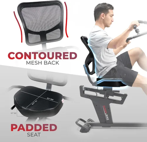 Vista 5 de Sunny Health & Fitness Elite Bicicleta reclinada de entrenamiento cruzado y máquina elíptica con ejercitadores de brazos para entrenamiento