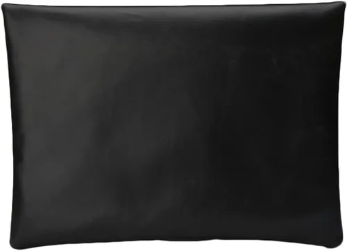 Vista 3 de Maletín de cuero para hombre, bolso de mano con solapa tipo sobre, Negro