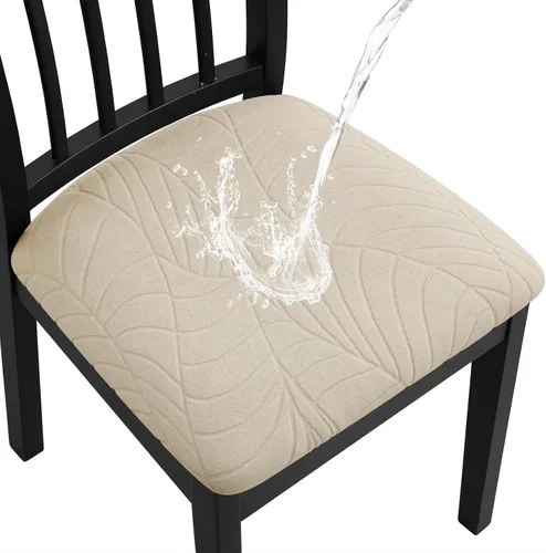 Vista 10 de Fuloon Fundas de asiento para sillas de comedor 4 piezas, funda de cojín de asiento de cuero sintético sólido impermeable y resistente al aceite