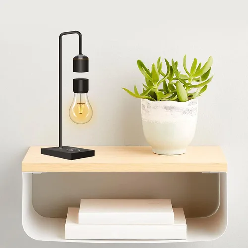 Vista 3 de Lámpara Levitante Moderna Única con Luz Flotante y Cargador Inalámbrico Qi Integrado, Diseño Innovador y Sencillo, Luz Nocturna Decorativa Cálida