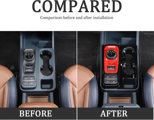 Vista 2 de TOYCIDFG Cubierta de marco para panel de cambio de marchas de automóvil compatible con Ford Maverick 2022-2024, kit de decoración de consola negro