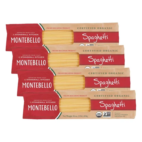Vista 11 de Montebello Espaguetis orgánicos, macarrones italianos, bolsa de 16 onzas