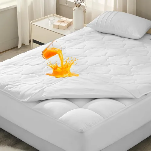 Vista 19 de Unikome - Protector de colchón ultra suave e impermeable para personas que duermen con calor Azul claro