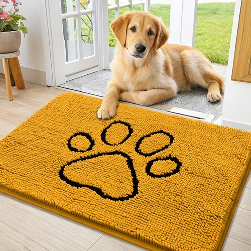 Vista 116 de Smiry Tapete para puerta de perro para patas fangosas, absorbente y Gris y negro