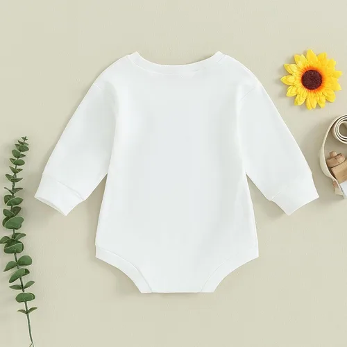 Vista 4 de VISGOGO Sudadera de gran tamaño para bebé niño y niña, mameluco de manga larga con bordado